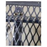 Two small metal patio folding tables - Red and Blue - decent sturdy condition. Minor paint wear and a small amount of patina  - each measures 16" W x 16" D x 16.75" H