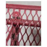 Two small metal patio folding tables - Red and Blue - decent sturdy condition. Minor paint wear and a small amount of patina  - each measures 16" W x 16" D x 16.75" H