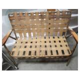 Vintage Aluminum Folding Lawn Chairs - One is a Double Love Seat Folding Chair with heavy patina.  The single chair needs webbing replaced.