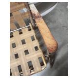 Vintage Aluminum Folding Lawn Chairs - One is a Double Love Seat Folding Chair with heavy patina.  The single chair needs webbing replaced.