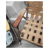Vintage Aluminum Folding Lawn Chairs - One is a Double Love Seat Folding Chair with heavy patina.  The single chair needs webbing replaced.