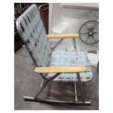 Vintage Aluminum Folding Lawn Chairs - One is a Double Love Seat Folding Chair with heavy patina.  The single chair needs webbing replaced.