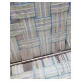 Vintage Aluminum Folding Lawn Chairs - One is a Double Love Seat Folding Chair with heavy patina.  The single chair needs webbing replaced.