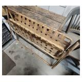 Vintage Aluminum Folding Lawn Chairs - One is a Double Love Seat Folding Chair with heavy patina.  The single chair needs webbing replaced.