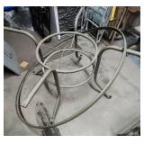 Metal Patio Table Base Frame -  53" diameter.  No top on the round table edge, and supports to mount the round table top edge are broken off.