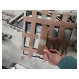 Two decorative metal patio chairs - one partially assembled to show how they go together.  Have all pieces for 2 chairs. One chair needs a strap replaced on the seat.  Minor patina at some of the join