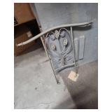 Two decorative metal patio chairs - one partially assembled to show how they go together.  Have all pieces for 2 chairs. One chair needs a strap replaced on the seat.  Minor patina at some of the join