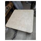 30" square folding card table - needs a good cleaning on top but no rips or tears in the finish.  Overall good condition