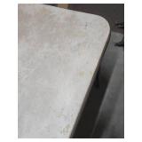 30" square folding card table - needs a good cleaning on top but no rips or tears in the finish.  Overall good condition