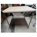 30" square folding card table - needs a good cleaning on top but no rips or tears in the finish.  Overall good condition