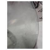 Palm tree design etched tempered glass for small round patio table with umbrella center. 27" diameter