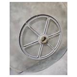 Palm tree design etched tempered glass for small round patio table with umbrella center. 27" diameter