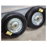 Four 10" Small Equipment Solid Rubber Wheels with Steel Rims (vintage price stickers - you can
