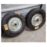 Four 10" Small Equipment Solid Rubber Wheels with Steel Rims (vintage price stickers - you can