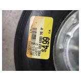 Four 10" Small Equipment Solid Rubber Wheels with Steel Rims (vintage price stickers - you can