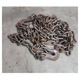 Heavy Duty Steel Chain with Hooks. Chain approx 144" long - some minor patina