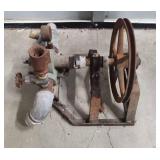 Industrial Hand Wheel Valve Assembly - has heavy patina - function unknown, valves untested