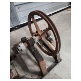 Industrial Hand Wheel Valve Assembly - has heavy patina - function unknown, valves untested