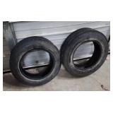 One Duro 5.30-12 Trailer Tire ( shows signs of previous use) and pne Goodyear 4-30-12 Trailer Tire ( fairly good tread - may be new)