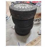 Set of 4 Michellin Defender XT 226/60/R16 tires with Chrome Wheels - previously used.  Two of the tires have better tread left than the other two.