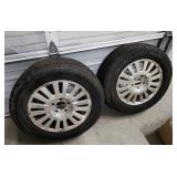 Set of 4 Michellin Defender XT 226/60/R16 tires with Chrome Wheels - previously used.  Two of the tires have better tread left than the other two.