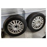 Set of 4 Michellin Defender XT 226/60/R16 tires with Chrome Wheels - previously used.  Two of the tires have better tread left than the other two.