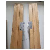 Wood Door Frame Trim Pieces with Hinges - two longer ones are 81"H and short one with no hinges 72 3/4" H. All are 4 5/8" W x 0.5" D