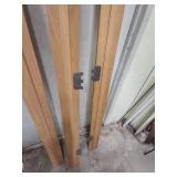 Wood Door Frame Trim Pieces with Hinges - two longer ones are 81"H and short one with no hinges 72 3/4" H. All are 4 5/8" W x 0.5" D
