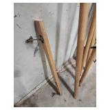 Wood stairway rails - some with brackets. All approx 1 3/4" diameter. See desc for lengths