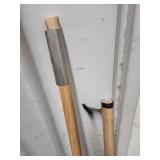 Wood stairway rails - some with brackets. All approx 1 3/4" diameter. See desc for lengths