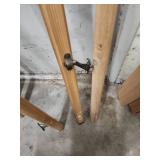 Wood stairway rails - some with brackets. All approx 1 3/4" diameter. See desc for lengths
