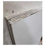 Six white mdf shelf board panels for gorilla shelves. 47 5/8"W x 17 5/8"D. (for 48x18 units).  Some edge wear and some slight water damage/mold on one end of shelves. Could cut down to use for shelves