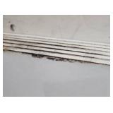 Six white mdf shelf board panels for gorilla shelves. 47 5/8"W x 17 5/8"D. (for 48x18 units).  Some edge wear and some slight water damage/mold on one end of shelves. Could cut down to use for shelves