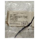 Commercial White Bath Towel Set 24x50 - see pic for contents on label, did not open package to confirm all contents listed are inside the package.  Dirty on ends from storage but should wash fine
