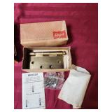 One box Stanley Hinges (qty 3) brand new - and One Box Hager Hinge previously used (qty 1) - both include screws - all are 4 1/2" x 4 1/2" hinges