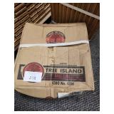 Tree Island Steel Square Cut Nails Box - Full 50lb Box, still had strap on it (opened for phot).  1 1/4 Boite Galvanise A Chaud