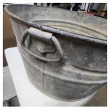 Large galvanized steel wash tub - 20" diameter x 11" H