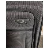 Ascot Carry-on Luggage on Wheels with telescoping handle with button activation - 15" W x 10" D x 22" H - Good clean condition.  has 2 gold locks on the zippers but no keys