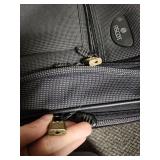 Ascot Carry-on Luggage on Wheels with telescoping handle with button activation - 15" W x 10" D x 22" H - Good clean condition.  has 2 gold locks on the zippers but no keys