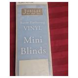 Jubilee Room Darkening Vinyl Mini Blinds - Soft White.  Open box,  appears new. 23in W x 42in L
