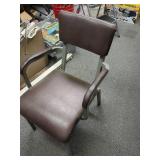 Vintage Mid-Century Industrial Office Chair with Metal Base and Brown Vinyl Upholstery