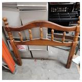 Vintage Turned Spindle Back Twin Size Wooden Headboard - slat style for bedframe attachment - some finish wear