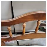 Vintage Turned Spindle Back Twin Size Wooden Headboard - slat style for bedframe attachment - some finish wear