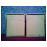 Vintage Peach Rose Framed Print Set - both 11" H x 9" W