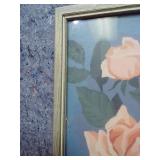 Vintage Peach Rose Framed Print Set - both 11" H x 9" W