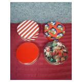 Set of 4 holiday cookie tins  (comes inside a blue and pink floral bath and body works reusable shopping bag not pictured)