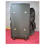 Black Rolling Duffle Bag with Multiple Compartments. 34"L x 12" W x 12" H.  Good clean condition