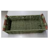 Sage Green Wicker Storage Basket with Wooden Handles - Retail: $9