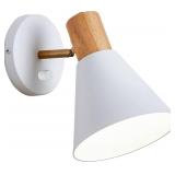 Modern White Wall Sconce with Wood Accent - Retail: $36