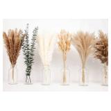 Natural Pampas Grass and Eucalyptus Dried Flower Set - Jars Not Included  - Retail: $25